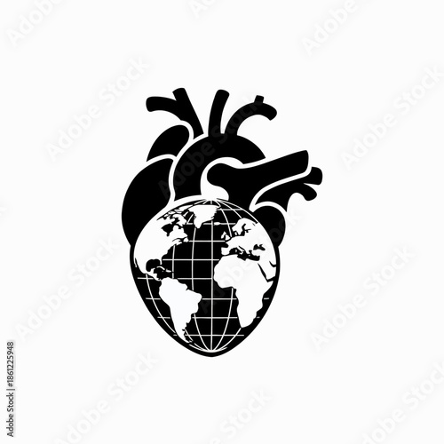 Heart and Globe Symbol for World Unity and Love