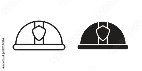 Firefighter hat icons symbol, logo illustration. Vector graphics set