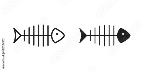 Fish skeleton icons symbol, logo illustration. Vector graphics set