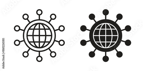 Global networking icons symbol, logo illustration. Vector graphics set