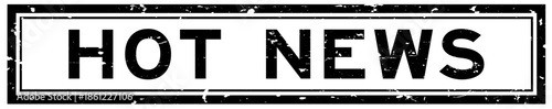 Grunge black hot news word square rubber seal stamp on white background