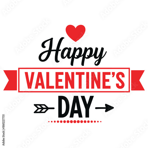 Happy valentines day greeting card with heart and arrow on