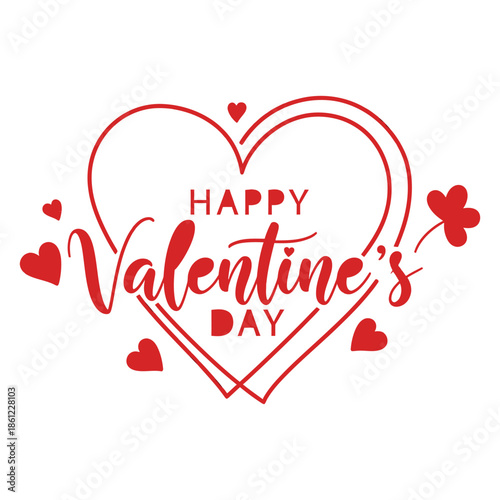 Happy valentines day greeting with red hearts on