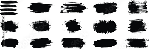 Vector Grunge Brush Marks. Black Ink Splatters and Smears for Design