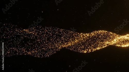 Wallpaper Mural Golden AI data flow particle stream sweeping across dark space. AI concept. Torontodigital.ca
