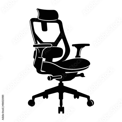Ergonomic Office Chair Silhouette Vector