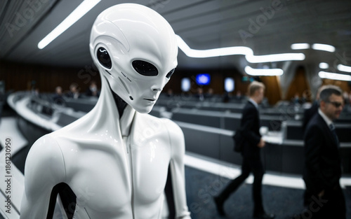 white sleek humanoid robot ...