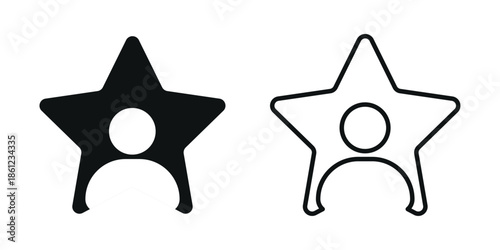 Star user icon with person inside star shape, representing featured member, top performer, rating, achievement and recognition concept
