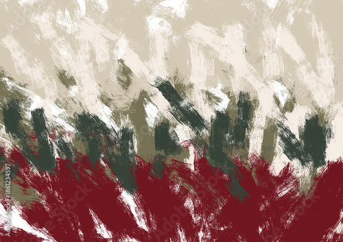 Abstract Expressionism Inspired Painting with Raw Brush Strokes, Earthy Neutrals and Deep Red Colors, Modern Art Texture Background