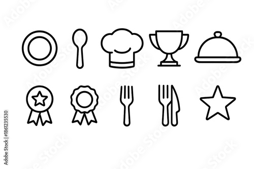 Food and restaurant line icon set. Culinary and dining symbols outline collection