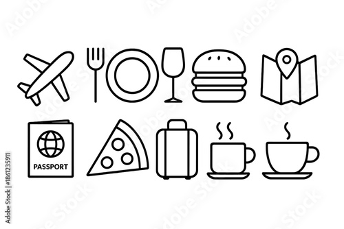 Travel and transportation line icon set. Adventure, journey, navigation icons collection