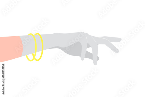 Hand in white glove and wristband, isolated on white background, vector