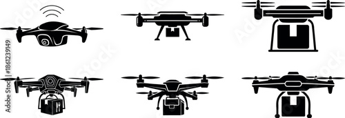 Drone silhouettes in various orientations