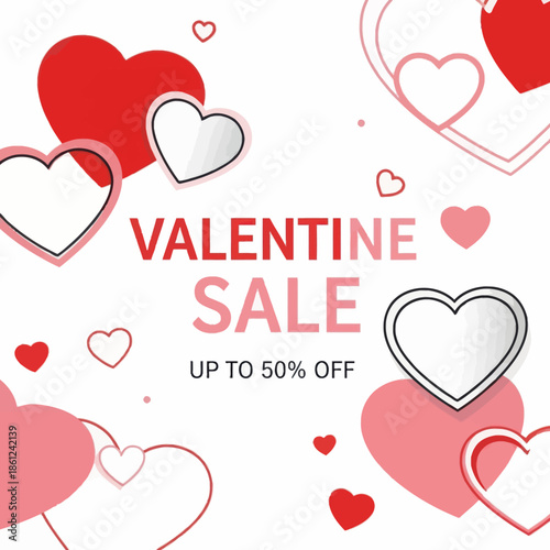 Valentine's Day sale with hearts and discount offer