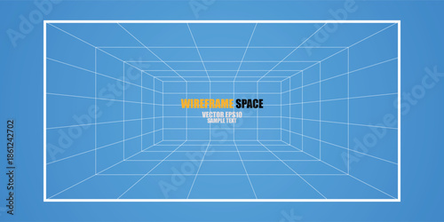 Wireframe grid space (room 6X8 unit), Interior for design and decoration - Vector illustration