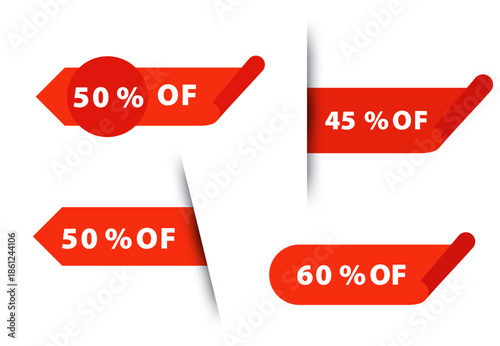 Sale tag icon set discount price label promotion shopping retail flat vector modern minimal design