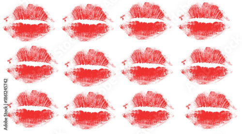 set of red lips in various shapes. Illustration in Flat Vector