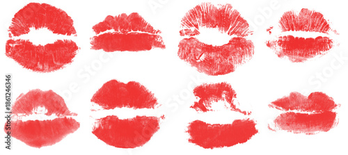 set of red lips in various forms. Illustration of Flat Vector