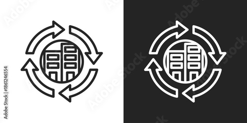 data sync Icon In Black And White Line Style