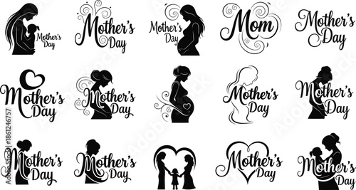 Mother's day silhouette graphics