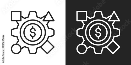 cost management Icon In Black And White Line Style