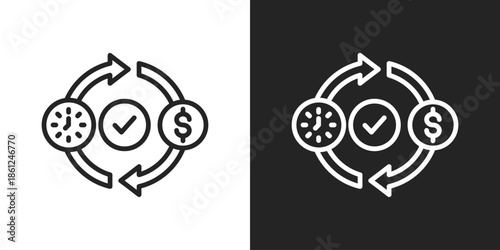 currency loop Icon In Black And White Line Style