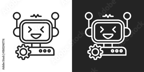 AI assistant Icon In Black And White Line Style