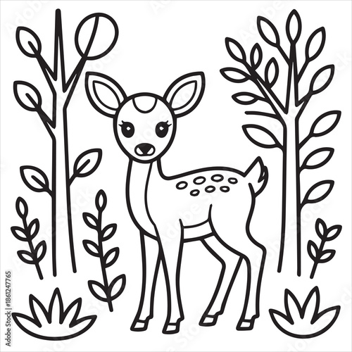 illustration vector of a deer line art