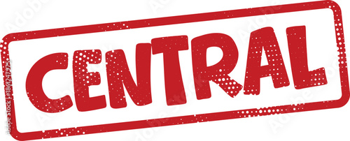 grunged red rubber stamp with central text