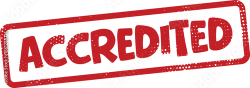 Red accredited stamp on white background