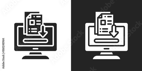 download data Icon In Black And White Glyph Style