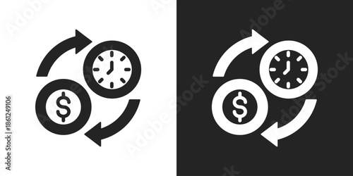 time value Icon In Black And White Glyph Style