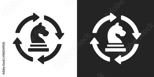 strategic loop Icon In Black And White Glyph Style