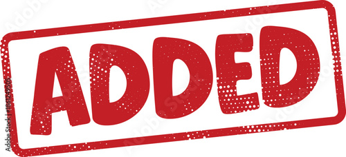 Red added stamp with white dots on a white background