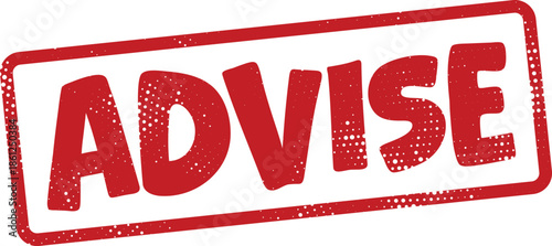 Red advise stamp on white background