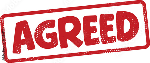 Red agreed rubber stamp on white background
