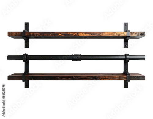 Rustic shelf; wood and metal pipe