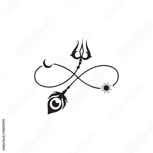 Trishul tattoo vector illustration