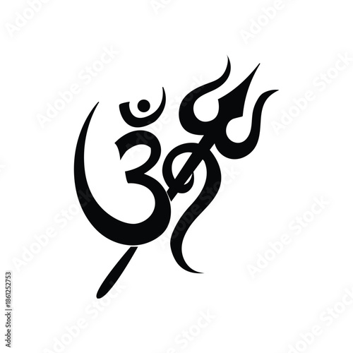 Om symbol logo with trishul