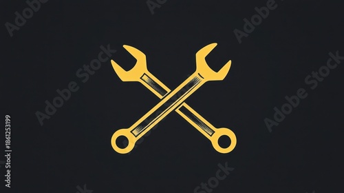 Two wrenches crossed, dark background