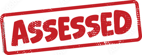 Red assessed stamp with white background
