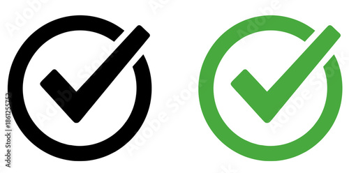 Simple vibrant green circular checkmark icon indicating successful completion or verification status prominently displayed against the dark backdrop on transparent background