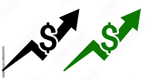 Green upward trending arrow graphic symbolizing increasing financial value progress growth and strong positive economic momentum for investment opportunities on transparent background