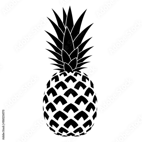 Black and White Pineapple Vector Illustration