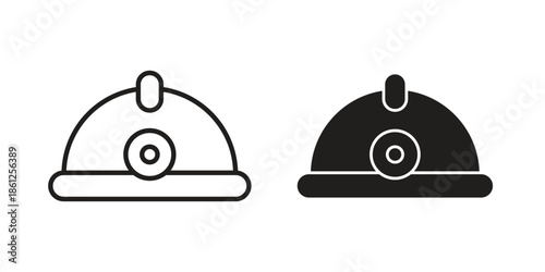 Mining Helmet icons symbol, logo illustration. Vector graphics set