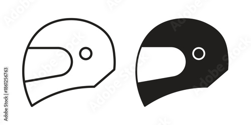 Motorcycle helmet icons symbol, logo illustration. Vector graphics set