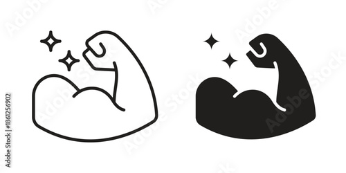 Muscle icons symbol, logo illustration. Vector graphics set