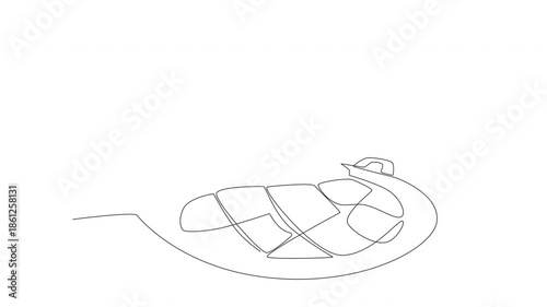 Animated Young man cooking rendang. Cooking rendang concept one-line drawing