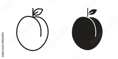 Plum icons symbol, logo illustration. Vector graphics set