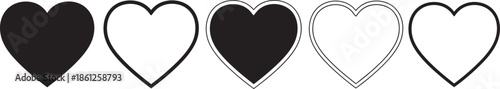 Valentines day heart symbols in black and white for love and romance
